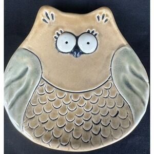 August Ceramics Owl Spoon Rest Warm Neutral Colors Made In USA